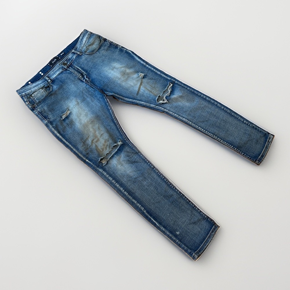 Spark Jeans Mens 36x32 Blue Light Wash Distressed Stretch Denim Ripped
